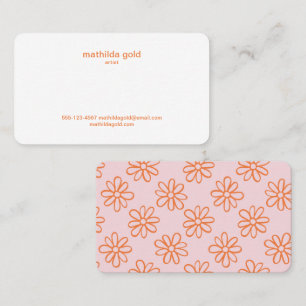 Rosa Orange Boho Cute Girly minimalist enkel Visitkort