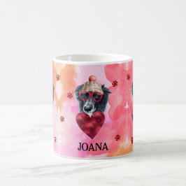 Rosa Orange Border Collie Alla hjärtans dag presen Kaffemugg