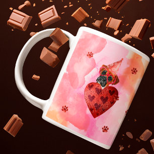 Rosa Orange Boxer Alla hjärtans dag present Hund Kaffemugg