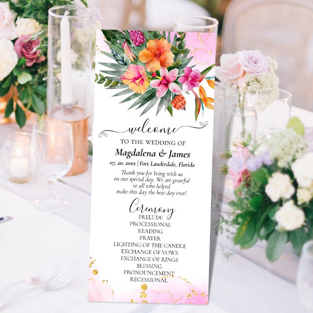 Rosa Orange Bröllop Program (Skapare uppladdad)