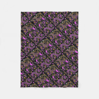 Rosa orange Butterfly glitter fleece filt