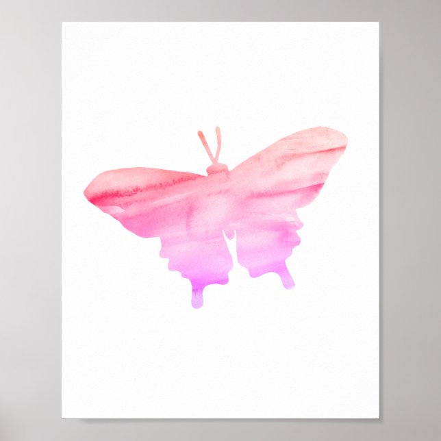 Rosa Orange Butterfly Painting Silhouette Poster (Framsidan)