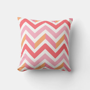 Rosa Orange Chevron Geometrisk Modern Sommar Kudde