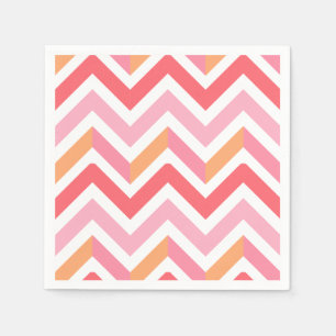 Rosa Orange Chevron Geometrisk Sommar Modern Pappersservett