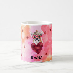 Rosa Orange Chihuahua Alla hjärtans dag Present Hu Kaffemugg