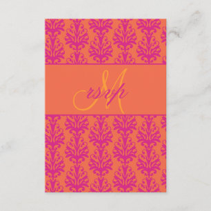 Rosa Orange Damask Wedding OSA for Square Inbjudan