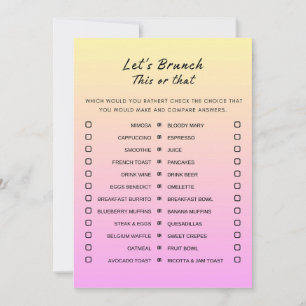 Rosa Orange den här eller den där Brunch Party-spe Inbjudningar