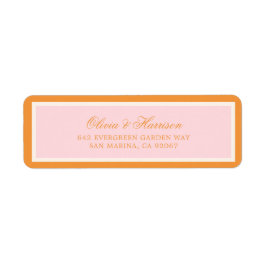 Rosa Orange Elegant Bröllops Returadress Etikett