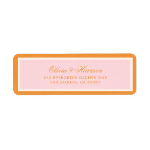 Rosa Orange Elegant Bröllops Returadress Etikett