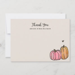 Rosa Orange Fall Pumpkin Tackkort Anteckningskort
