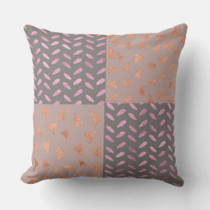 Rosa/Orange Geometric Patchwork Pillow Kudde