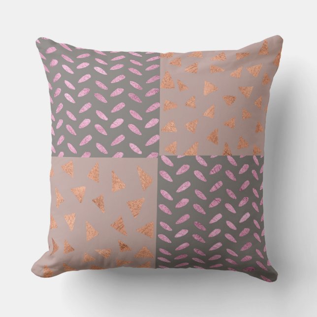 Rosa/Orange Geometric Patchwork Pillow Kudde (Framsida)