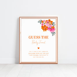 Rosa Orange Gissa Baby Food Baby Shower-skylten Poster