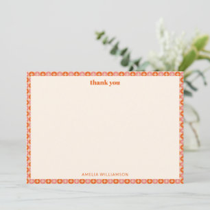 Rosa Orange Groovy Retro Anpassad Bröllopsdusch Tack Kort