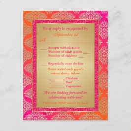 Rosa, Orange, Guld FAUX Glitter RSVP-kort OSA Kort