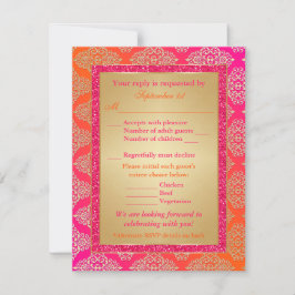 Rosa, Orange, Guld FAUX Glitter RSVP-kort OSA Kort