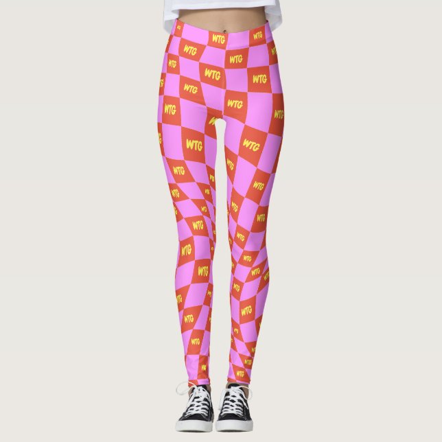 rosa orange  gult med begränsad kontroll leggings (Framsida)
