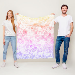 Rosa, orange, gult, mjuk daisy mönster fleecefilt