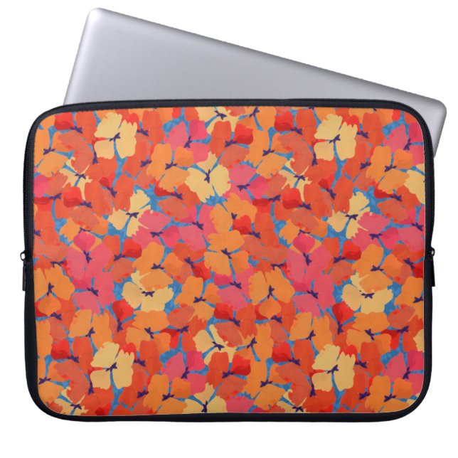 Rosa, Orange, Gult Poppies Laptop sleeve (Framsidan)