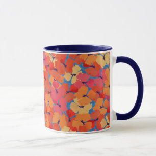Rosa Orange Gult Poppies Mönster på Himlar Blue Mugg