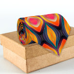 Rosa Orange Gult Retro Funky Abstrakt Mönster Slips<br><div class="desc">Bröstnacksformat med sömlös mönster av organiska former i nyanser av rosa,  orange,  gult,  teal,  svart och lila.</div>