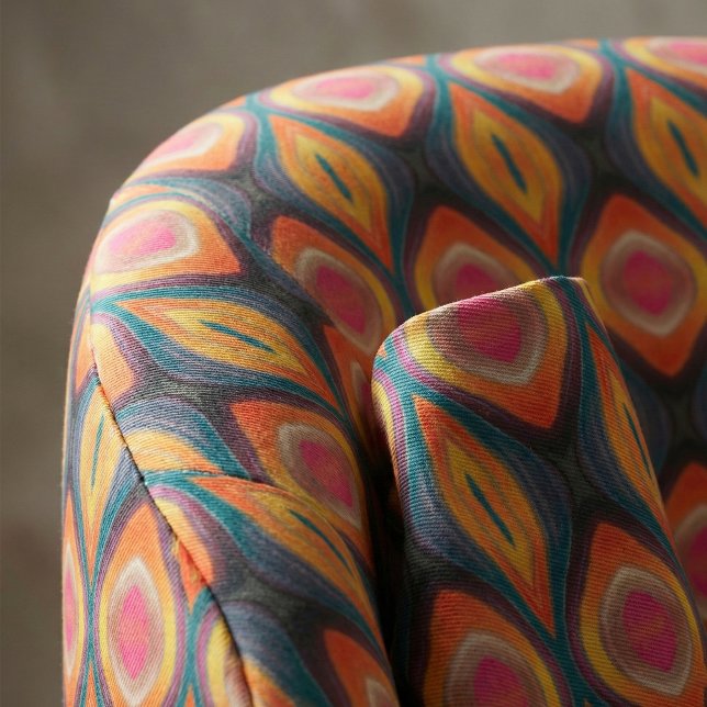 Rosa Orange Gult Retro Funky Abstrakt Mönster Tyg (Skapare uppladdad)