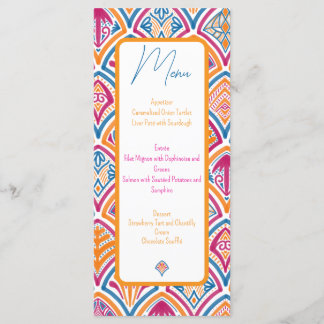 Rosa Orange Gult Teal Decorative Fläkt Bröllop Meny