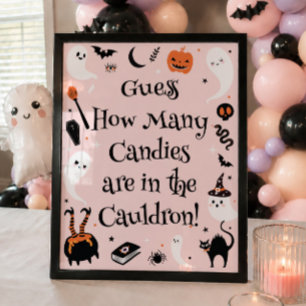 Rosa Orange Halloween Baby Shower Gissa Hur Många Poster