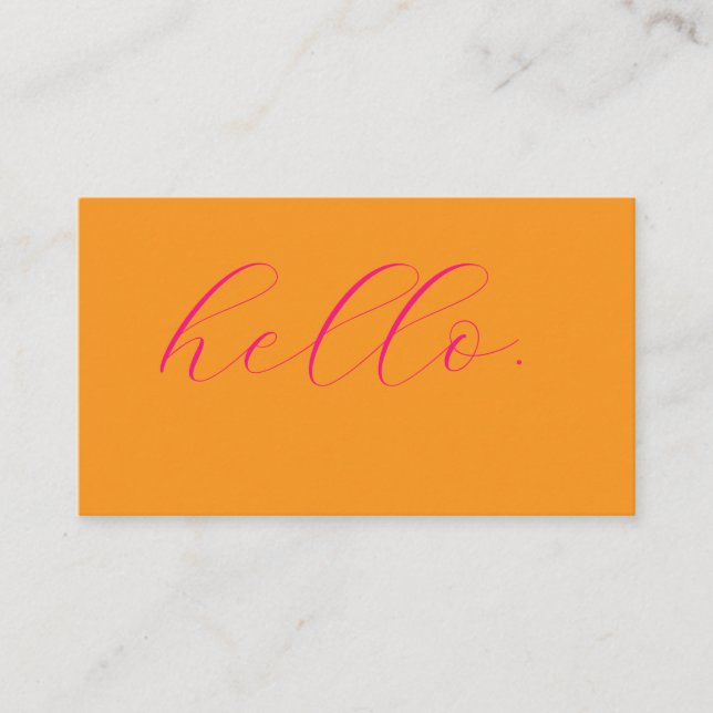 Rosa Orange Hej Typografi Skrift Färgglad 2026 Visitkort (Framsida)