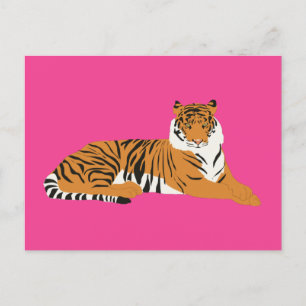 Rosa Orange Jungle Safari Tiger Animal Helg Vykort