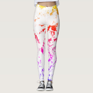 Rosa Orange Lila Marble Paint Stänk Abstrakt Leggings