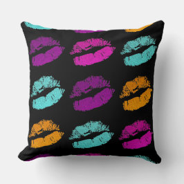 Rosa orange lila teal glitterläppkudde kudde