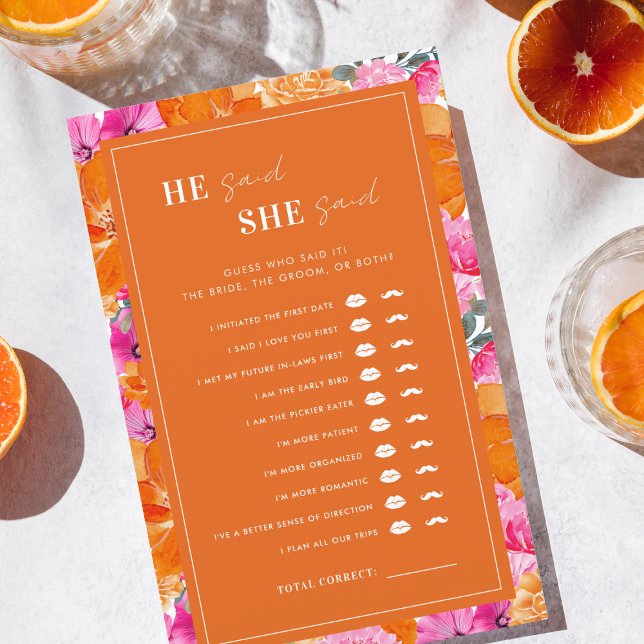 Rosa Orange Livlig Blommig Han Sa Hon Sa-lek (Skapare uppladdad)