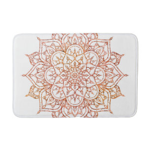 Rosa & Orange Mandala på Vit Glam Badrumsmatta