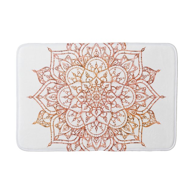 Rosa & Orange Mandala på Vitt Glam Badrumsmatta (Framsidan)