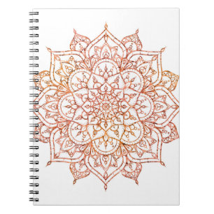 Rosa & Orange Mandala på Vitt Glamour Anteckningsbok