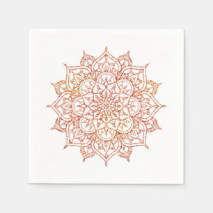 Rosa & Orange Mandala på Vitt Glamour Pappersservett