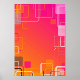 Rosa-orange med färgfyllda fyrkanter poster