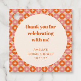 Rosa Orange Mid Century Anpassad Bröllopsdusch Tac Gåvor Etiketter