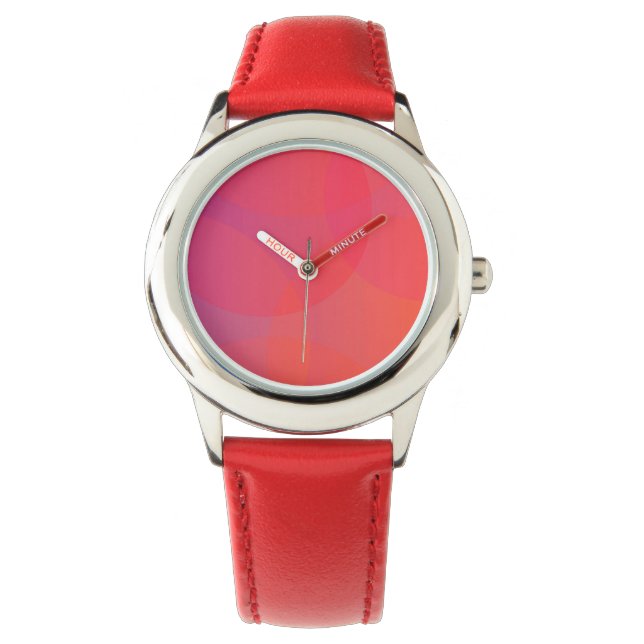 Rosa, orange, modern, enkel, coola, trendig konst armbandsur (Framsida)