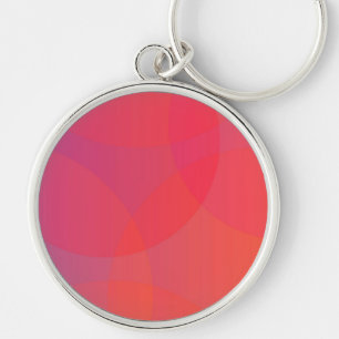 Rosa, orange, modern, enkel, coola, trendig konst rund silverfärgad nyckelring