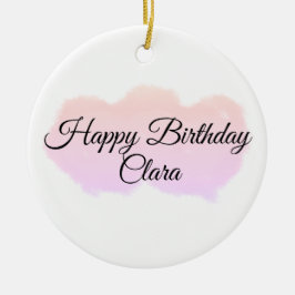 Rosa orange moln pastel grattis på födelsedagen mo julgransprydnad keramik