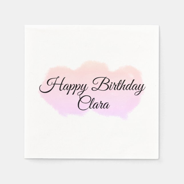 Rosa orange moln pastel grattis på födelsedagen mo pappersservett (Framsidan)