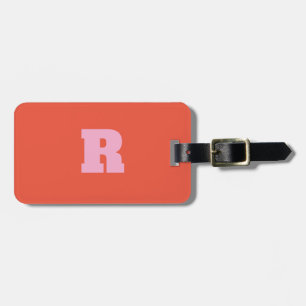 Rosa orange monogram present födelsedagspresent 20 bagagebricka