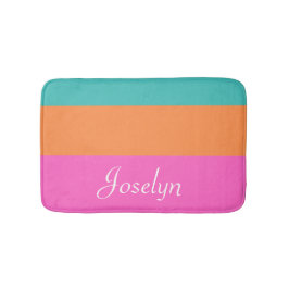 Rosa, Orange och blått Vågrät Linjer med Namn Badrumsmatta
