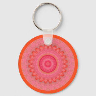 Rosa, Orange och Gult Mandala Nyckelring
