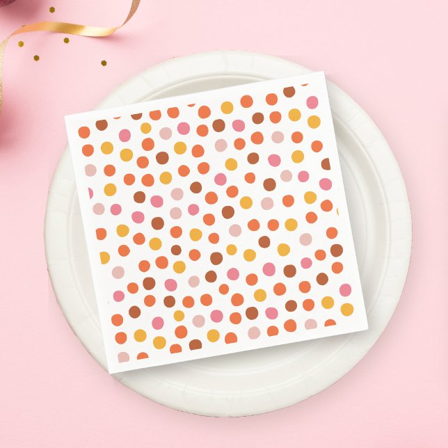 Rosa, orange och gult polka dots napkin pappersservett (Skapare uppladdad)