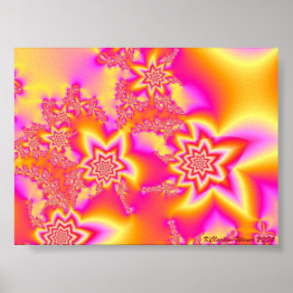 Rosa, Orange och Gult Star-sköldar Poster