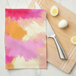 Rosa, Orange och Gult Vattenfärger Kökshandduk