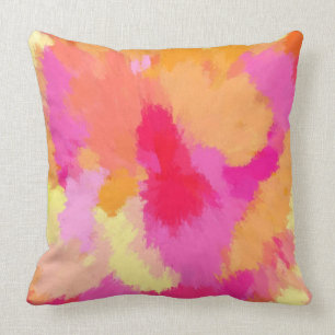 Rosa, Orange och Gult Vattenfärger Kudde